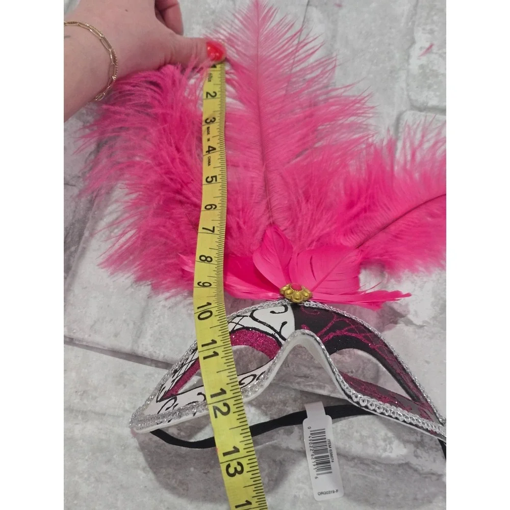 Masquerade Half Masks Black‎ Silver Pink Feathers Lot of 2 Adult NWT